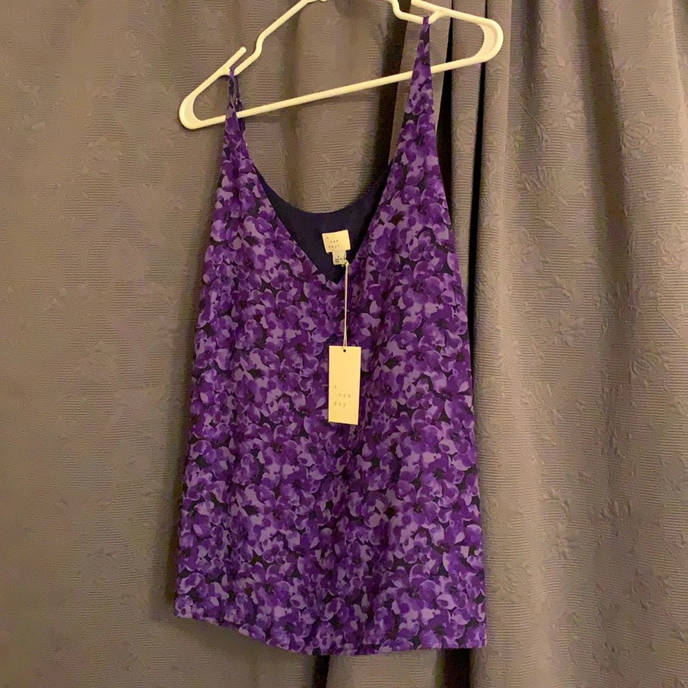 Purple and black floral top